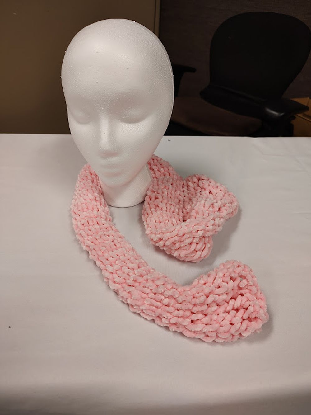 Handmade Pink Chenille Tube Scarf