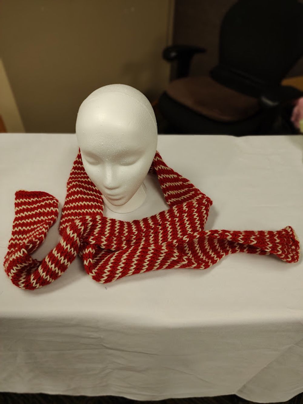 Handmade Red & White Striped Tube Scarf