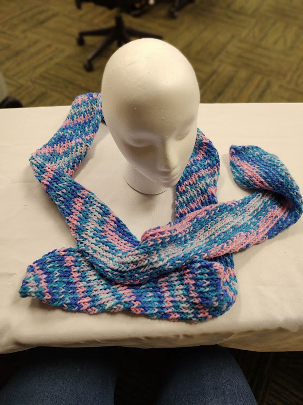 Handmade Blue & Pink Tube Scarf